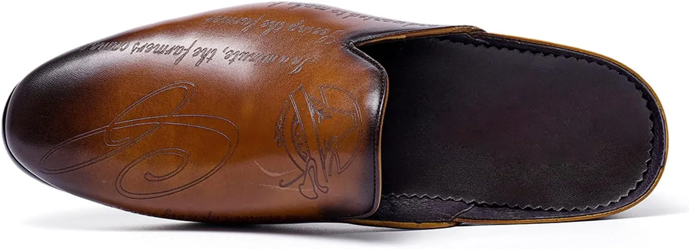 Santimon Mens Mules Dress Casaul Mens Tuexdo Business Slip-On Loafers Fashion Casual Slippers Wedding Prom Half Loafers Summer Shoes Open Sandals for Men