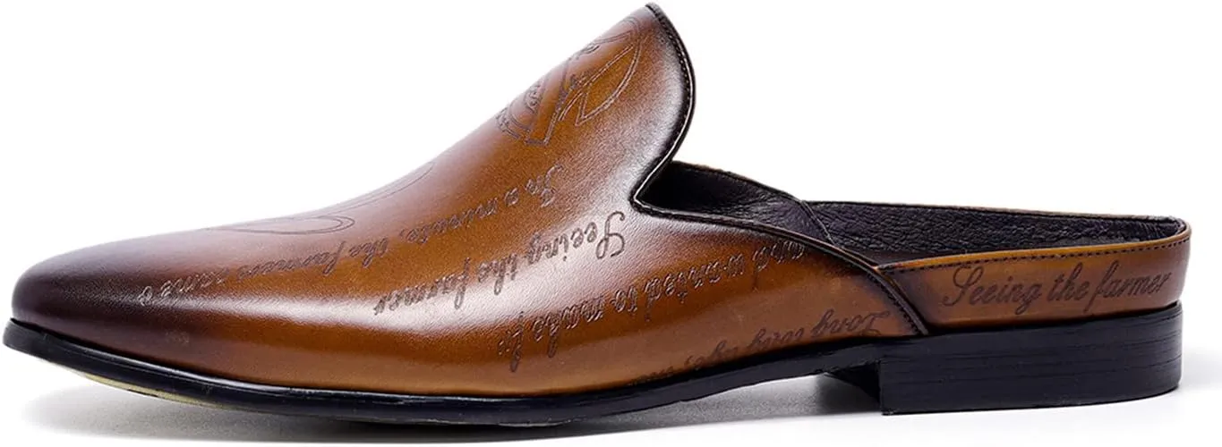 Santimon Mens Mules Dress Casaul Mens Tuexdo Business Slip-On Loafers Fashion Casual Slippers Wedding Prom Half Loafers Summer Shoes Open Sandals for Men