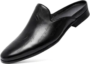 Santimon Mens Mules Dress Casaul Mens Tuexdo Business Slip-On Loafers Fashion Casual Slippers Wedding Prom Half Loafers Summer Shoes Open Sandals for Men