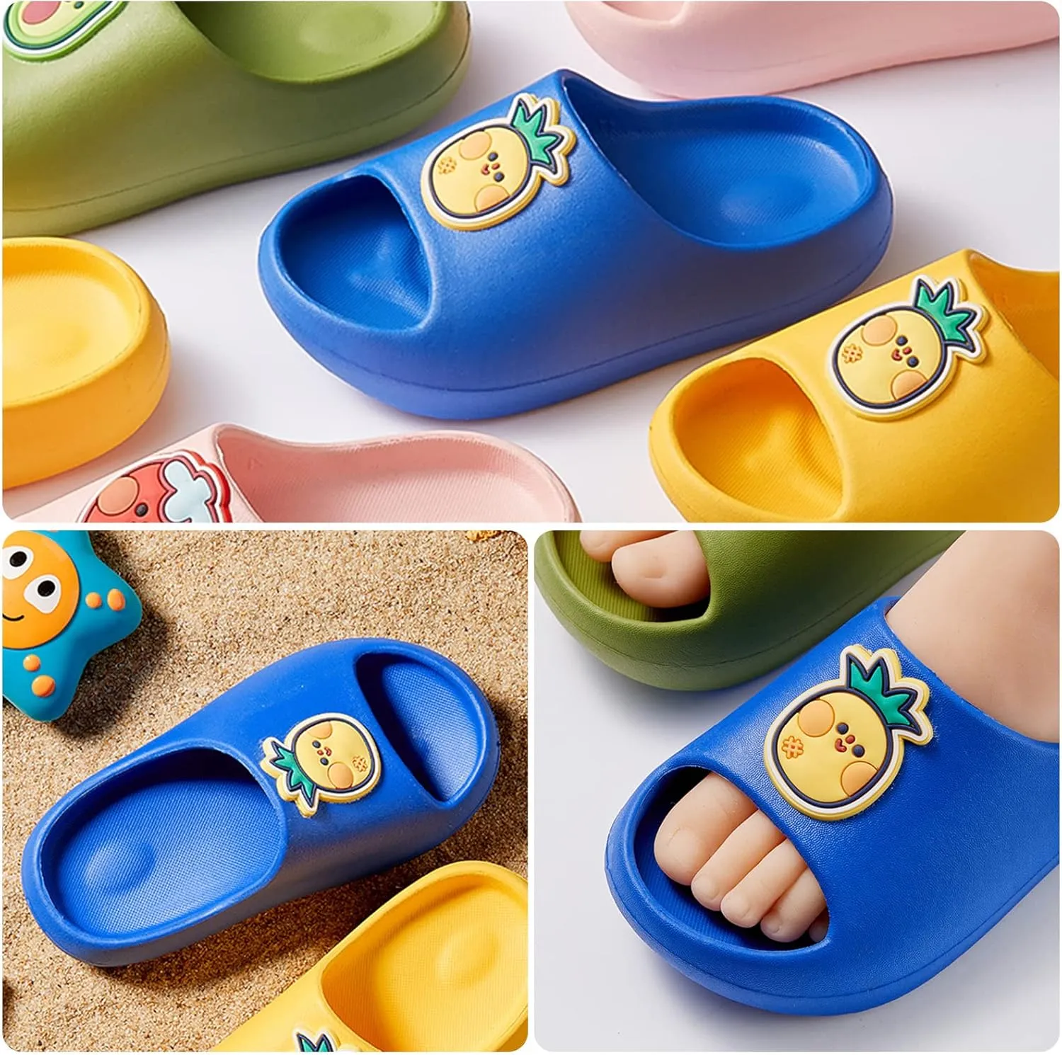 SEAUR Kids Boy Cloud Slippers for Girls Summer Quick-Drying Thickened Non-Slip Sandals Beach Cute Fruit Slides