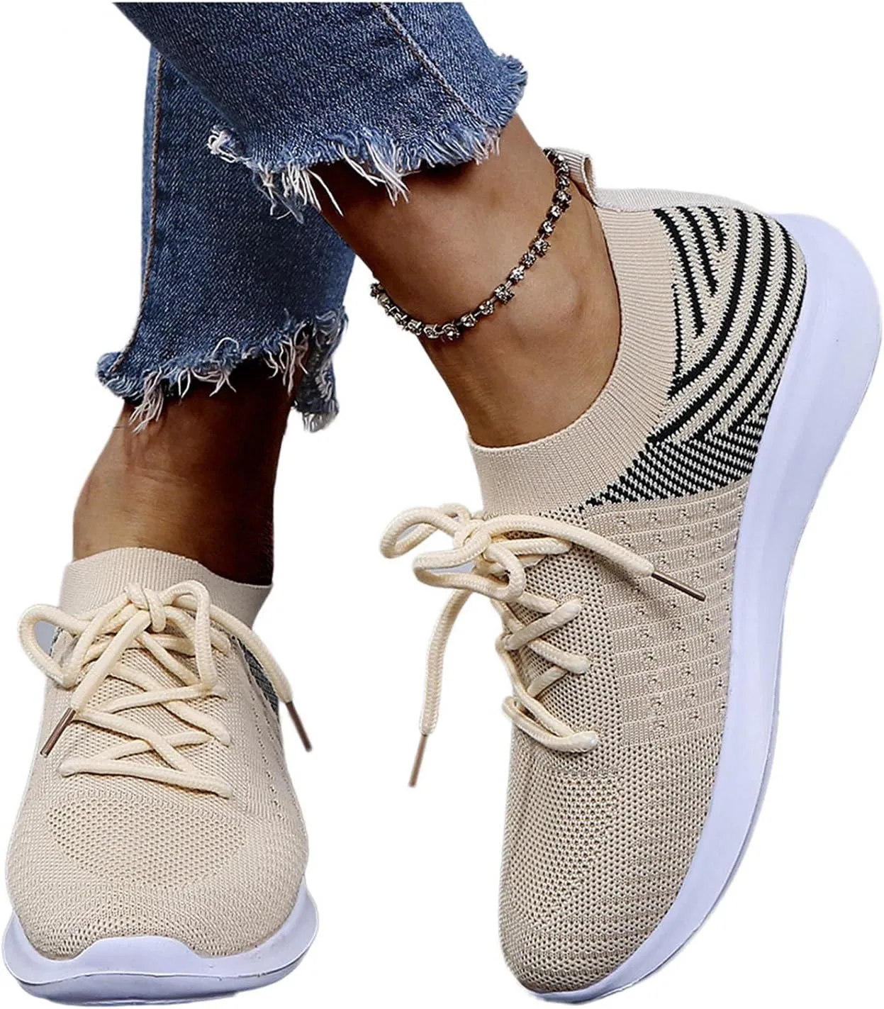 Shoes for Women Sneakers Sneakers for Women Slip On Sneakers Women Sneakers for Women Casual Running Shoes Comfy Outdoor Walking Shoes Breathable Slip On Casual Shoes