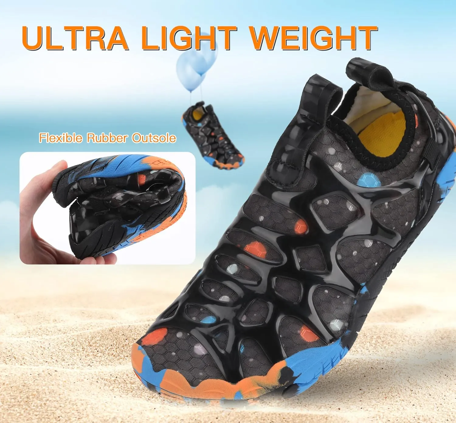 SIPUHK Womens Mens Water Shoes Quick Dry Slip-on Barefoot for Swim Surf Diving Beach Pool Aqua Sports Walking Yoga