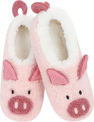 Snoozies Skinnies Slipper Socks Animal Barn – Cozy, Foldable Slippers for Women, Non Slip Socks for Travel & Indoors