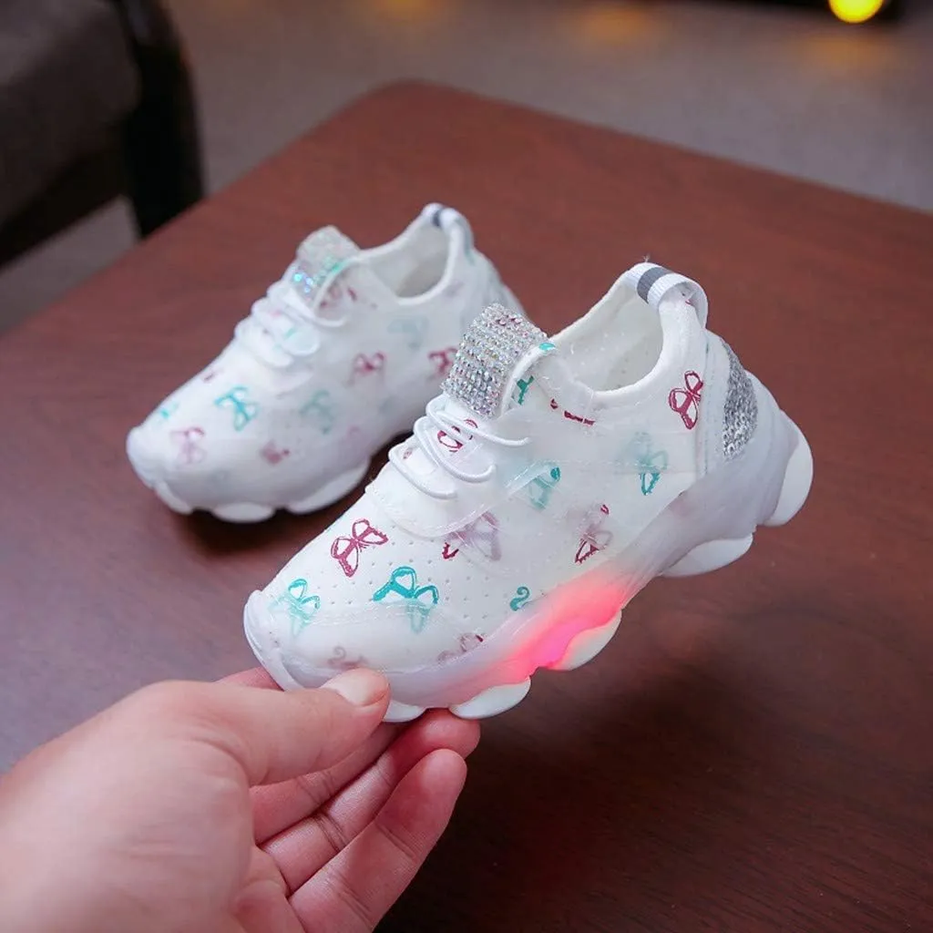 Sport Shoes Girls Boys Children Baby Run Casual Letter Led Luminous Mesh Baby Shoes Boys Slip on Shoes