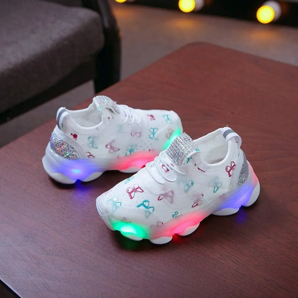 Sport Shoes Girls Boys Children Baby Run Casual Letter Led Luminous Mesh Baby Shoes Boys Slip on Shoes