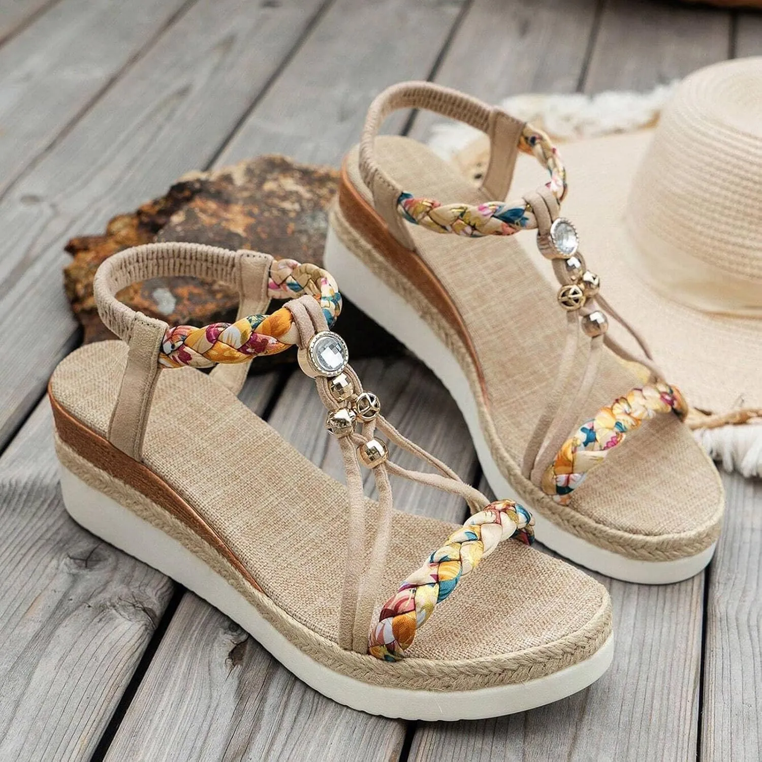 Summer Beach Sandals for Women 2025,Crystal Rhinestone Pearl Flat Sandals for Women Dressy Bling Sparkly Thong Sandals Comfortable T Strap Slip-On Shoes Casual Walking Sandals Strappy Sandals ﻿
