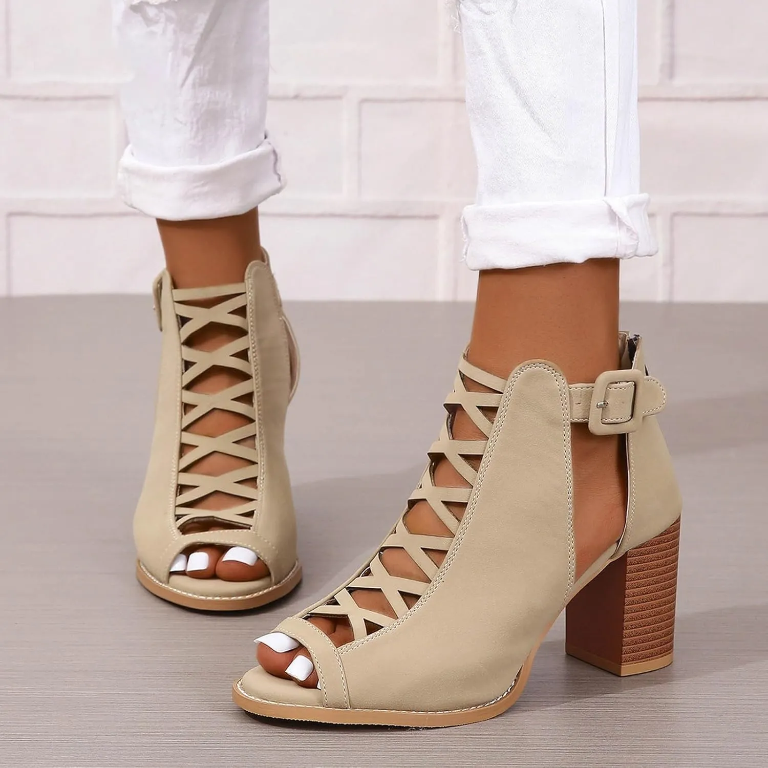 Summer Versatile Sandals for Women Comfortable Stylish Cut Out Design Mesh Chunky Heel High Heel Shoes Girls Size 4t