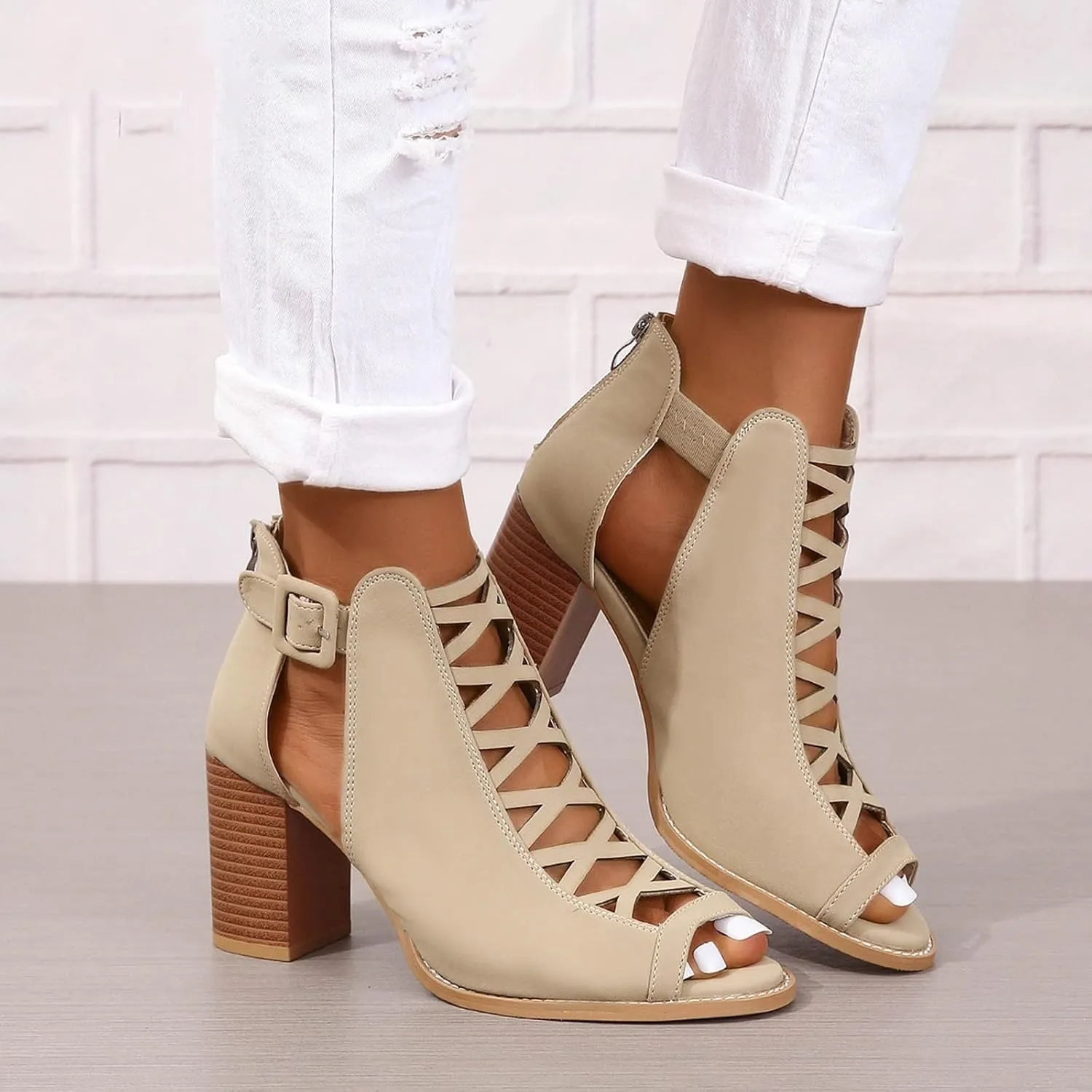 Summer Versatile Sandals for Women Comfortable Stylish Cut Out Design Mesh Chunky Heel High Heel Shoes Girls Size 4t