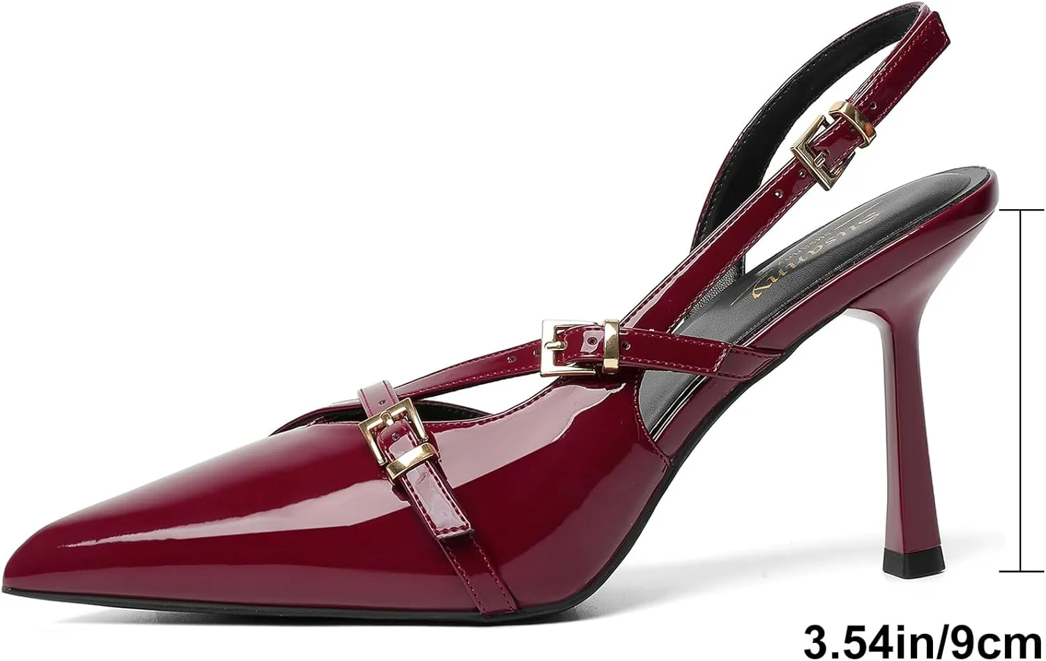 Susanny Slingback Heels for Women Closed Pointed Toe Strappy Dress Pumps Comfortable Stiletto Kitten Heels Sexy Buckle Strap Dressy Slip On Shoes for Wedding Bridal Party Work