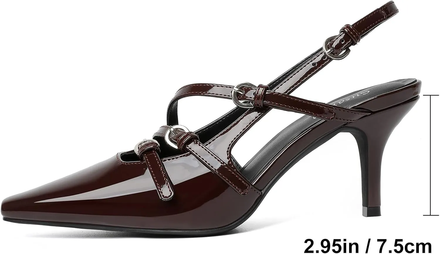 Susanny Slingback Kitten Heels for Women Closed Pointed Toe Strappy Dress Pumps Comfortable Stiletto Low Heels Sexy Buckle Strap Dressy Slip On Shoes for Wedding Bridal Party Work