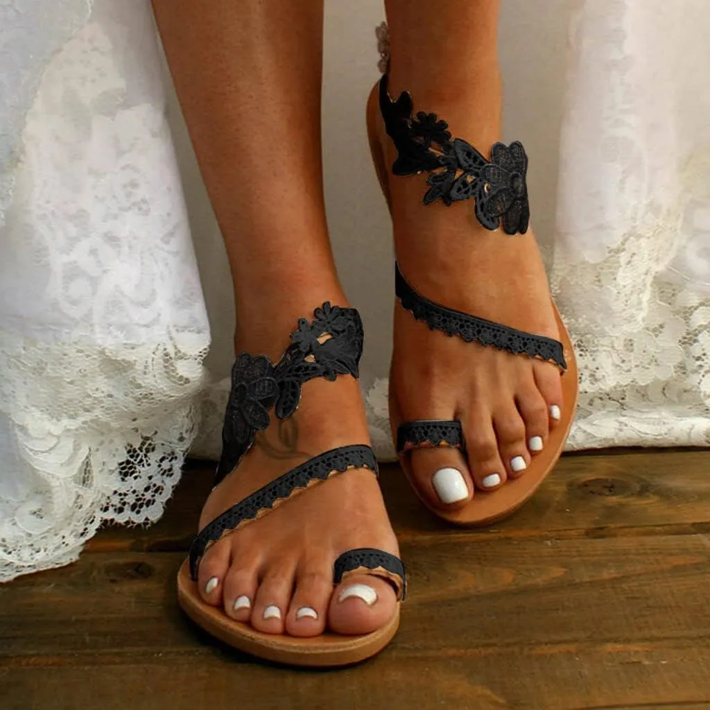 Temperament Flat Sandals for Women Comfortable Ankle Strap Outdoor Walking Shoes Comfortable Walking Sandals