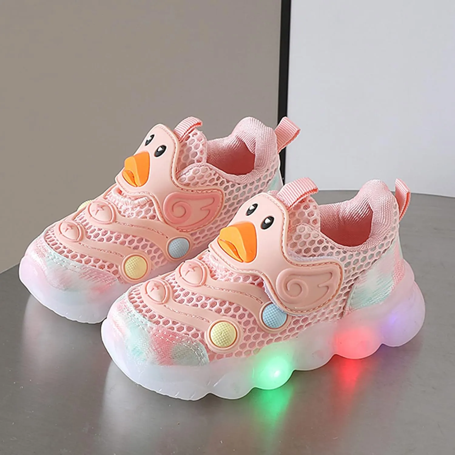 Toddler Baby Boys Girls LED Light Sneakers Walking Shoes Kids Knit Stripe Mesh Luminous Sport Running Shoes