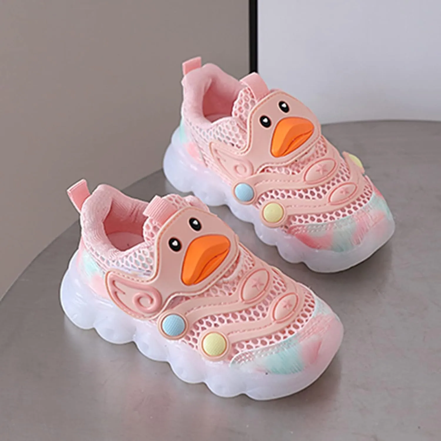 Toddler Baby Boys Girls LED Light Sneakers Walking Shoes Kids Knit Stripe Mesh Luminous Sport Running Shoes