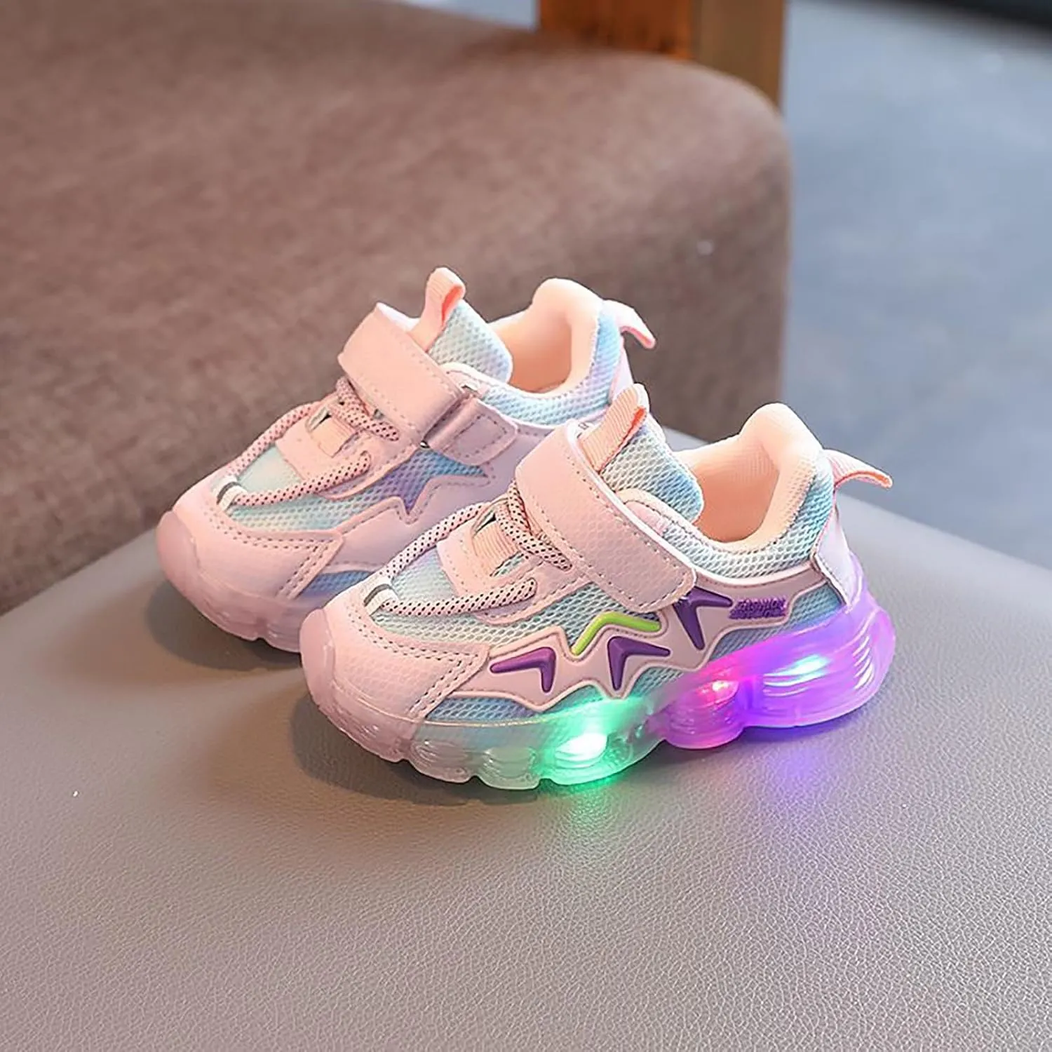 Toddler Boys Girls Light Up Casual Shoes Flashing Lightweight Mesh Breathable Non Slip Running Sneakers for Kids