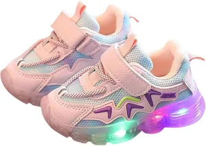 Toddler Boys Girls Light Up Casual Shoes Flashing Lightweight Mesh Breathable Non Slip Running Sneakers for Kids