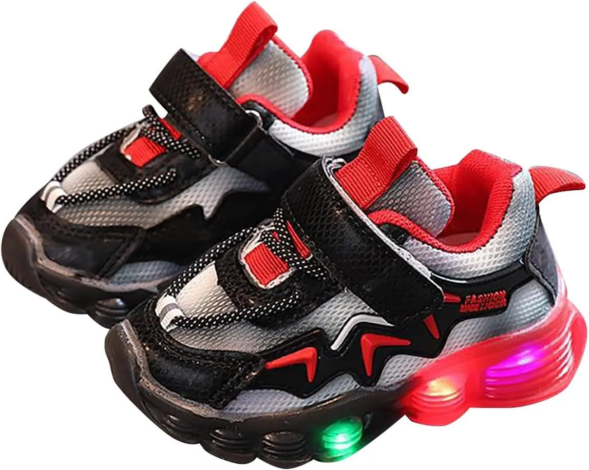 Toddler Boys Girls Light Up Casual Shoes Flashing Lightweight Mesh Breathable Non Slip Running Sneakers for Kids