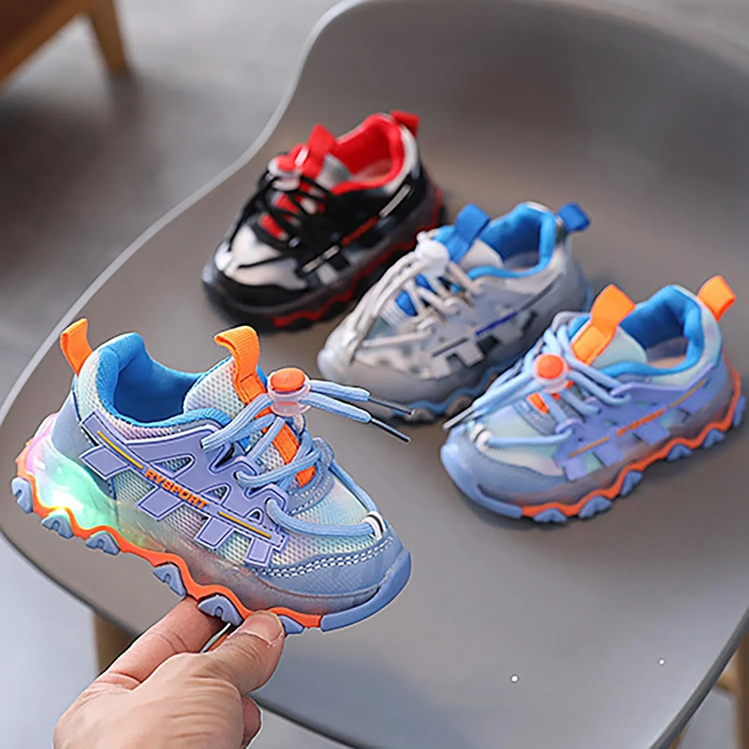 Toddler Boys Girls Light Up Shoes Flashing Lightweight Mesh Breathable Adorable Tennis Shoes Luminous Trainer