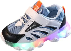 Toddler Sneakers Girls Light Up Sports Shoes 1-6Years Baby Boys Led Light Luminous Running Sport Boots Shoes Gift (Blue, 3.5-4 Years Toddler)