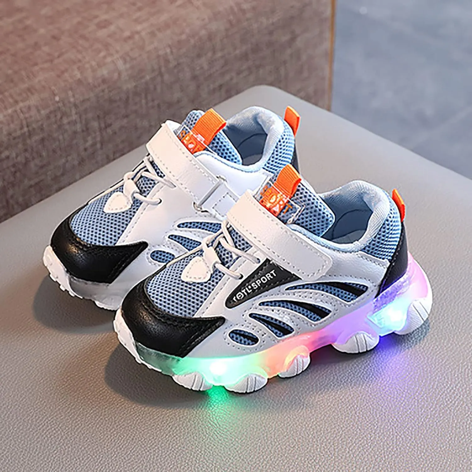 Toddler Sneakers Girls Light Up Sports Shoes 1-6Years Baby Boys Led Light Luminous Running Sport Boots Shoes Gift (Blue, 3.5-4 Years Toddler)