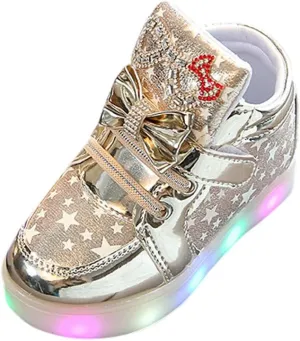 Toddler Sneakers Girls Sequins Walking Shoes, Kids Lightweight Tennis Sneakers with Hook and Loops