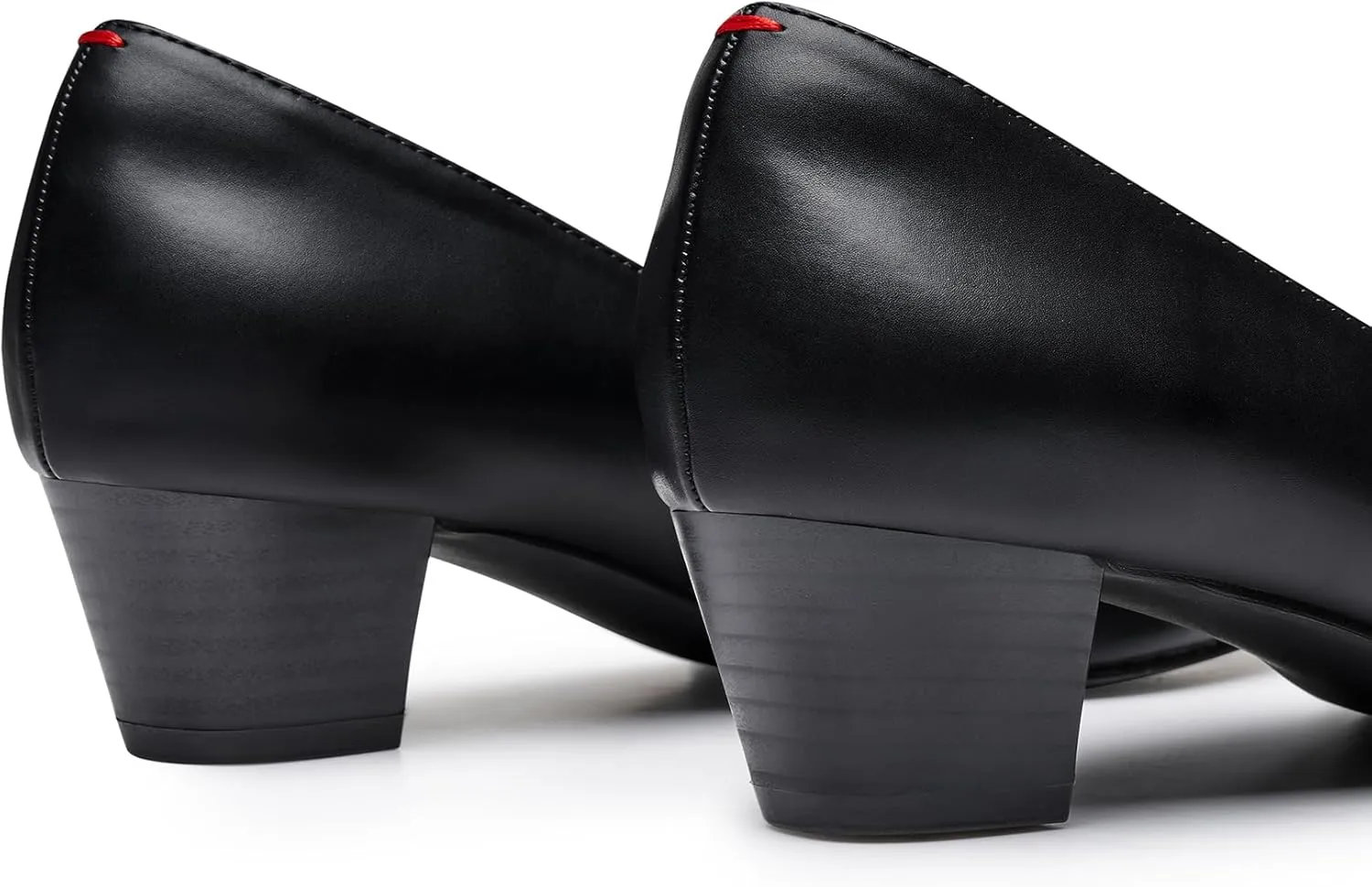 Trary Low Black Nude Blue Red Heels for Women Closed Round Toe Chunky Block 1.8 Inch Women's Heels Pumps Comfortable Dressy Work Casual PU Shoes for Wedding Office Business