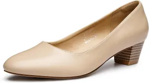 Trary Low Black Nude Blue Red Heels for Women Closed Round Toe Chunky Block 1.8 Inch Women's Heels Pumps Comfortable Dressy Work Casual PU Shoes for Wedding Office Business