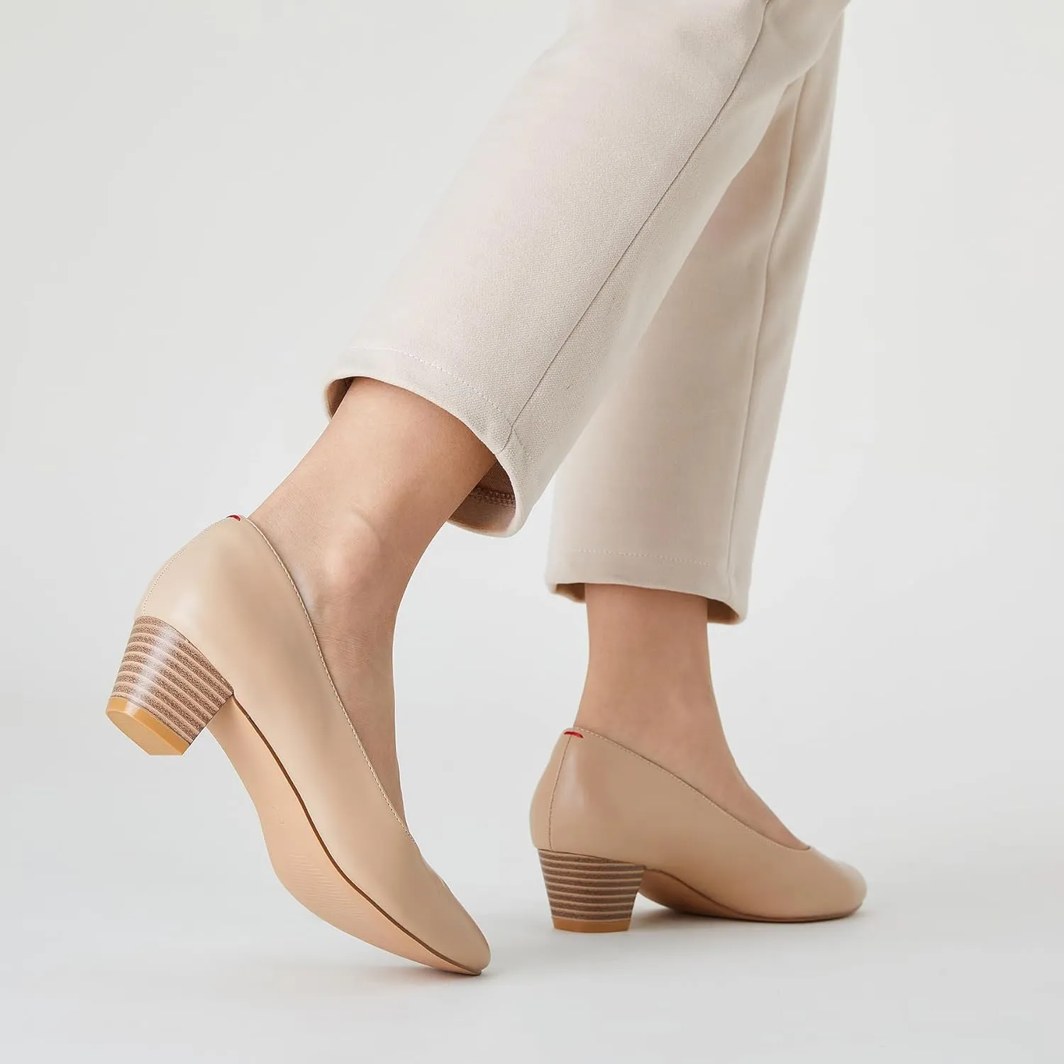 Trary Low Black Nude Blue Red Heels for Women Closed Round Toe Chunky Block 1.8 Inch Women's Heels Pumps Comfortable Dressy Work Casual PU Shoes for Wedding Office Business