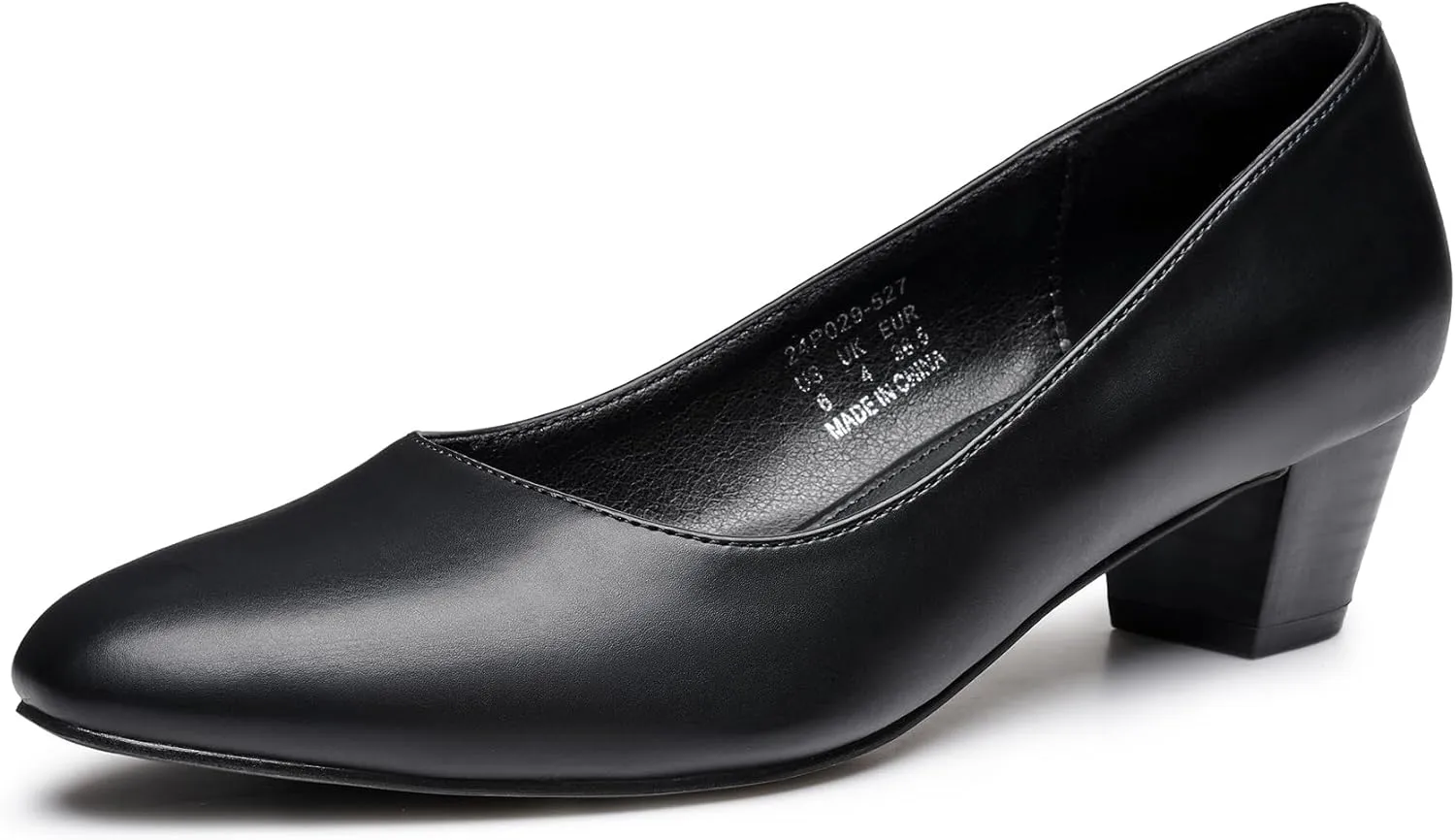 Trary Low Black Nude Blue Red Heels for Women Closed Round Toe Chunky Block 1.8 Inch Women's Heels Pumps Comfortable Dressy Work Casual PU Shoes for Wedding Office Business