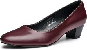 Trary Low Black Nude Blue Red Heels for Women Closed Round Toe Chunky Block 1.8 Inch Women's Heels Pumps Comfortable Dressy Work Casual PU Shoes for Wedding Office Business