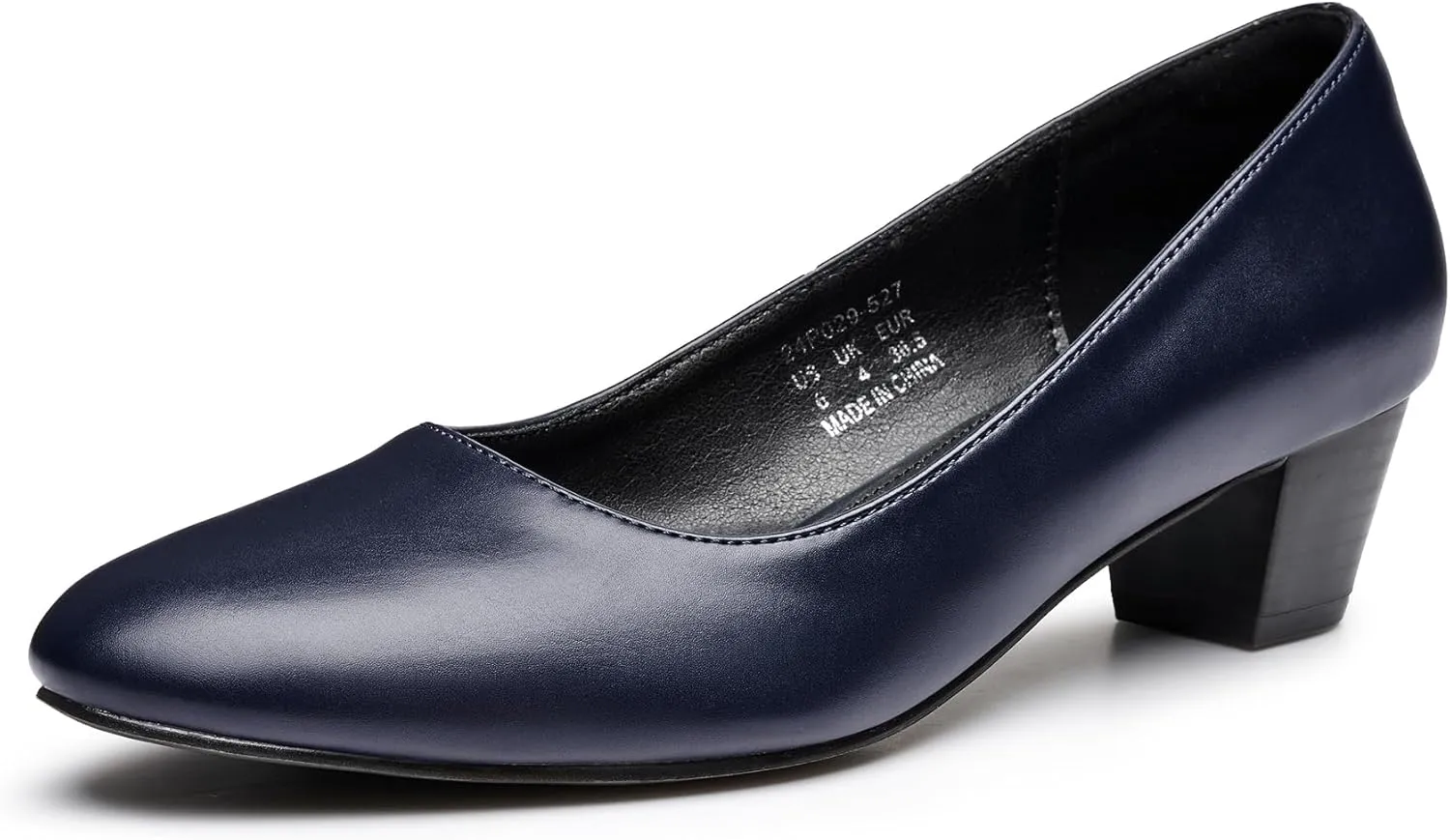 Trary Low Black Nude Blue Red Heels for Women Closed Round Toe Chunky Block 1.8 Inch Women's Heels Pumps Comfortable Dressy Work Casual PU Shoes for Wedding Office Business