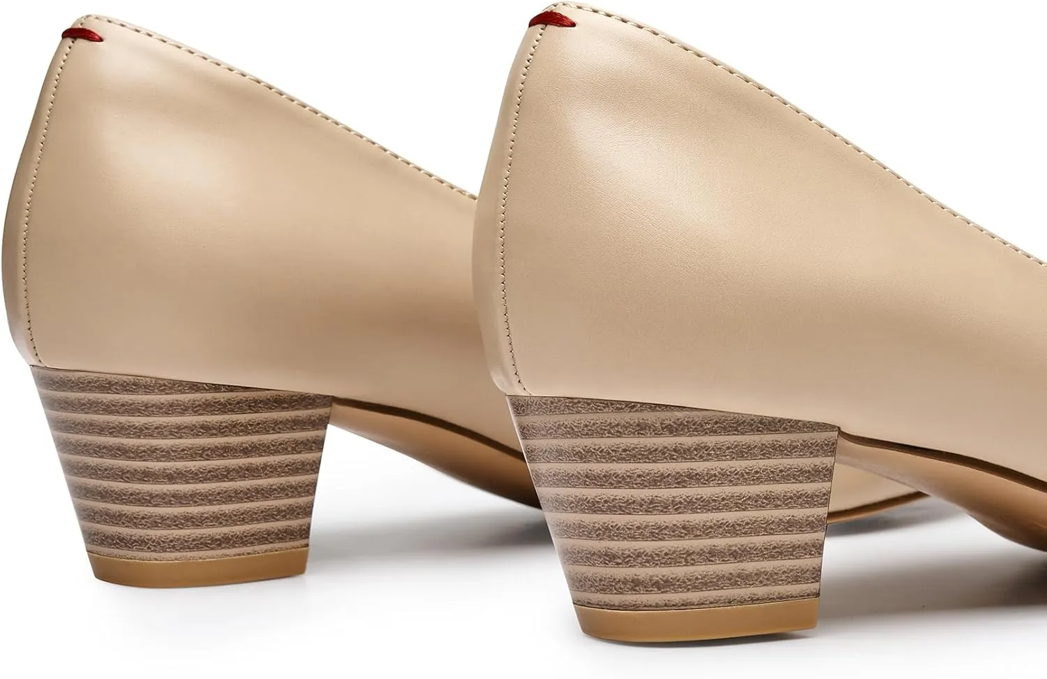 Trary Low Black Nude Blue Red Heels for Women Closed Round Toe Chunky Block 1.8 Inch Women's Heels Pumps Comfortable Dressy Work Casual PU Shoes for Wedding Office Business