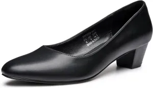 Trary Low Black Nude Blue Red Heels for Women Closed Round Toe Chunky Block 1.8 Inch Women's Heels Pumps Comfortable Dressy Work Casual PU Shoes for Wedding Office Business