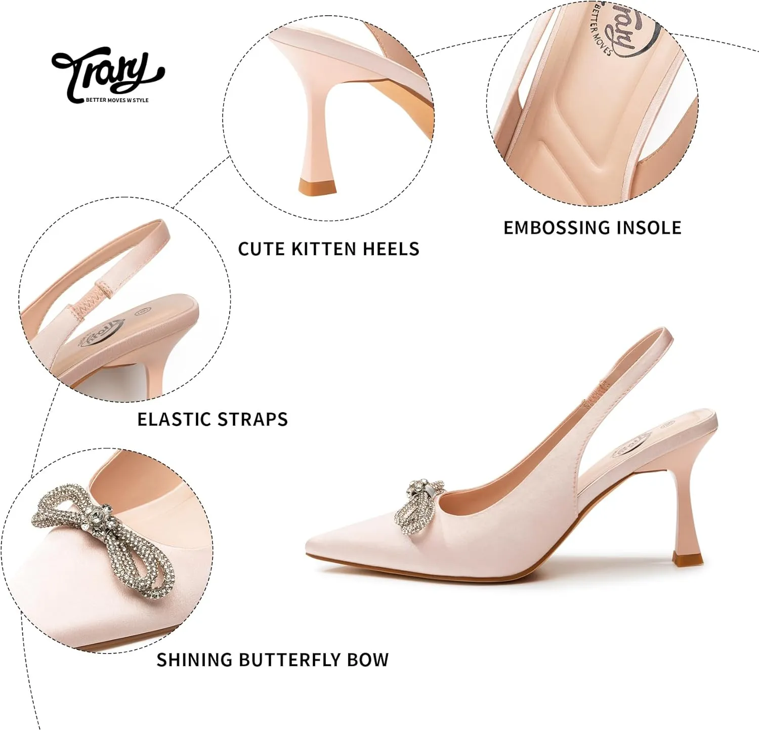 Trary Women's Pumps, Back Heels for Women Closed Toe, Pumps Shoes Women, Kitten Heels for Women, Womens Pumps 3 Inch Heel, Low Heel Womens Heels, Womens Dress Shoes, Short Stiletto Heels, Work Heels