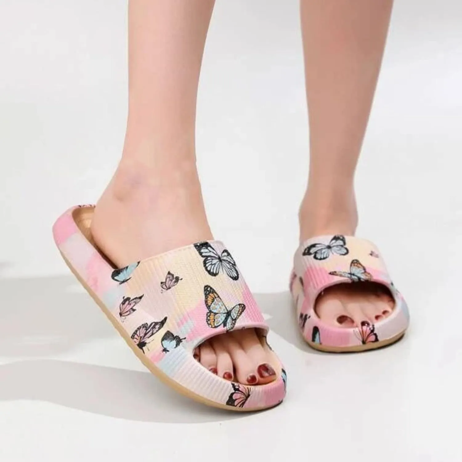 Vacation Sandals for Women Lightweight Beach Sandals Soft Sole Open Toe Pillow Slippers Women's Cloud Slides