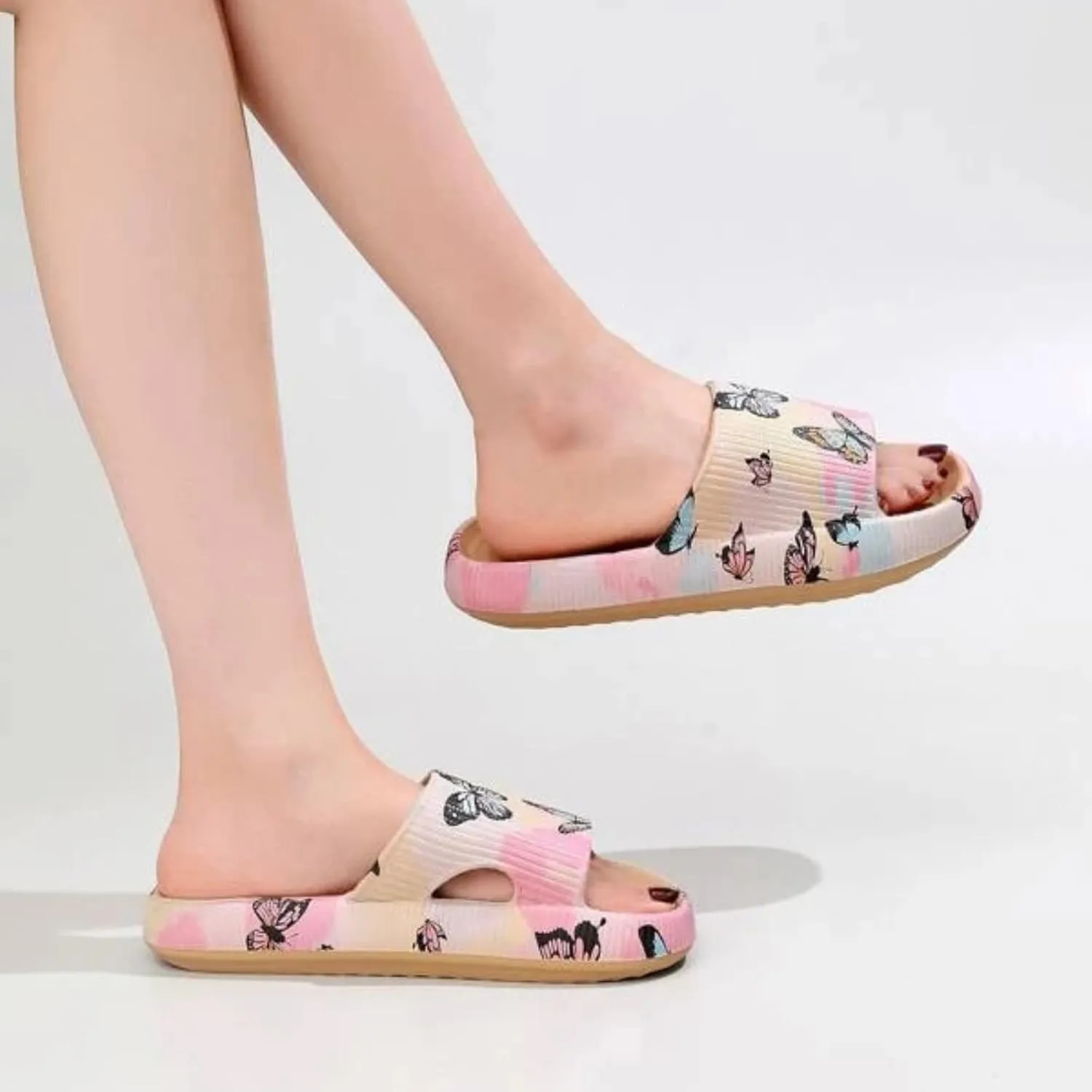 Vacation Sandals for Women Lightweight Beach Sandals Soft Sole Open Toe Pillow Slippers Women's Cloud Slides