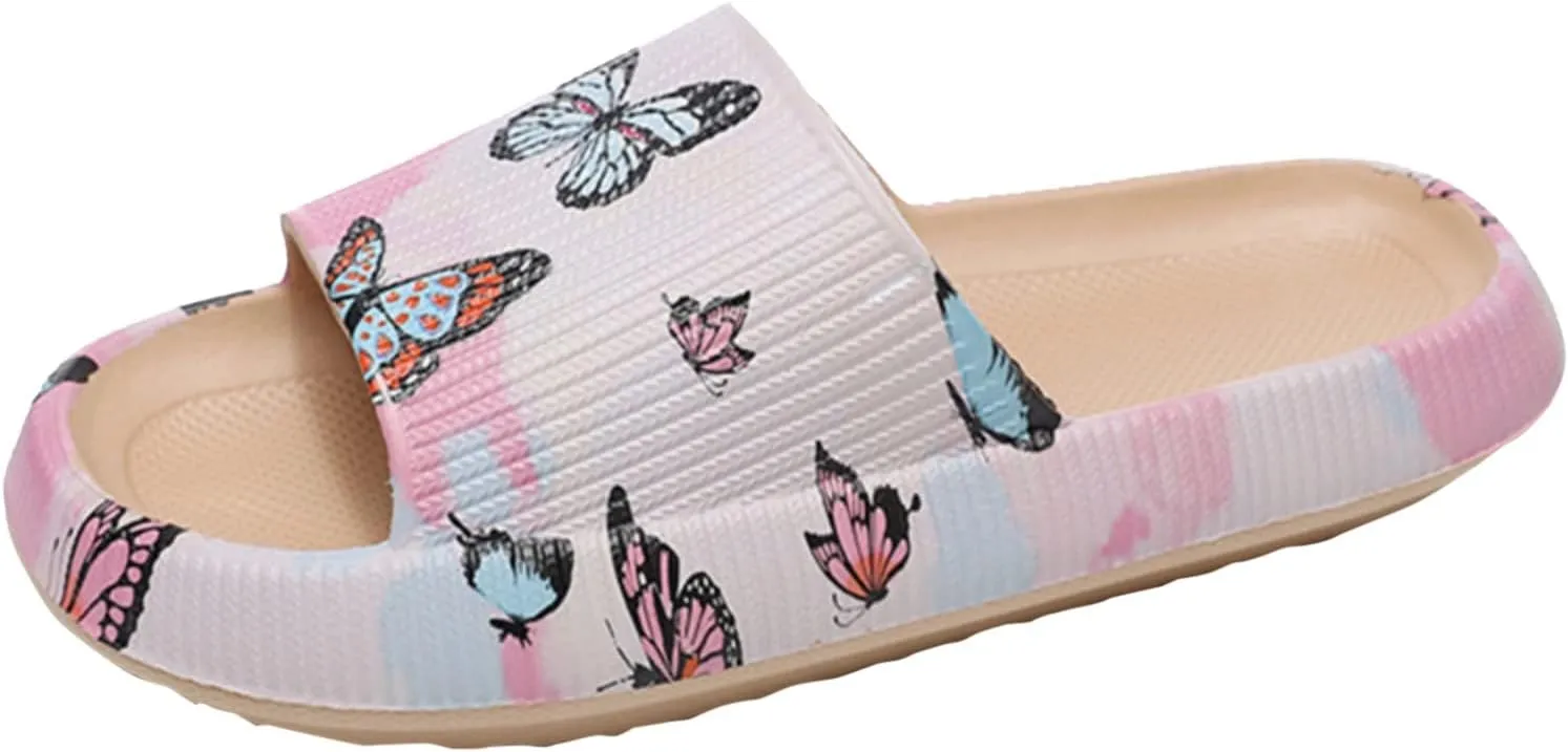 Vacation Sandals for Women Lightweight Beach Sandals Soft Sole Open Toe Pillow Slippers Women's Cloud Slides
