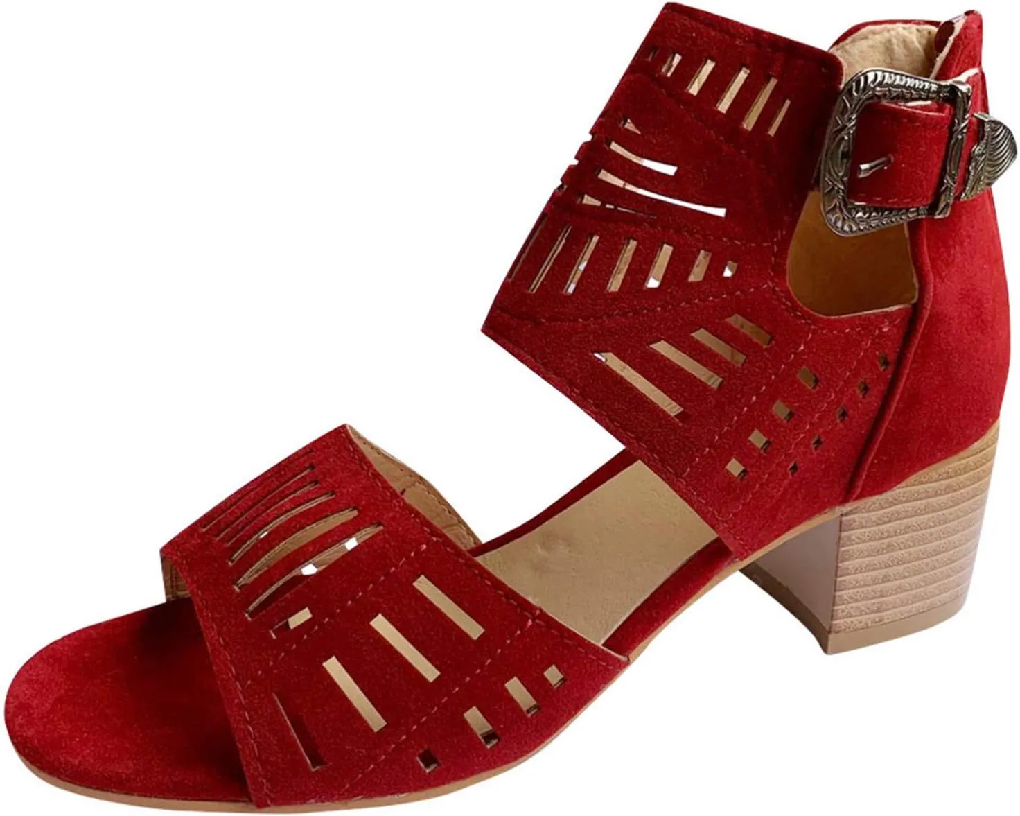 Walking Sandals Women, Womens Sandals Sexy Hollow Floral Lace Chunky High Heels Peep Toe Platform Boots