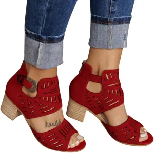 Walking Sandals Women, Womens Sandals Sexy Hollow Floral Lace Chunky High Heels Peep Toe Platform Boots