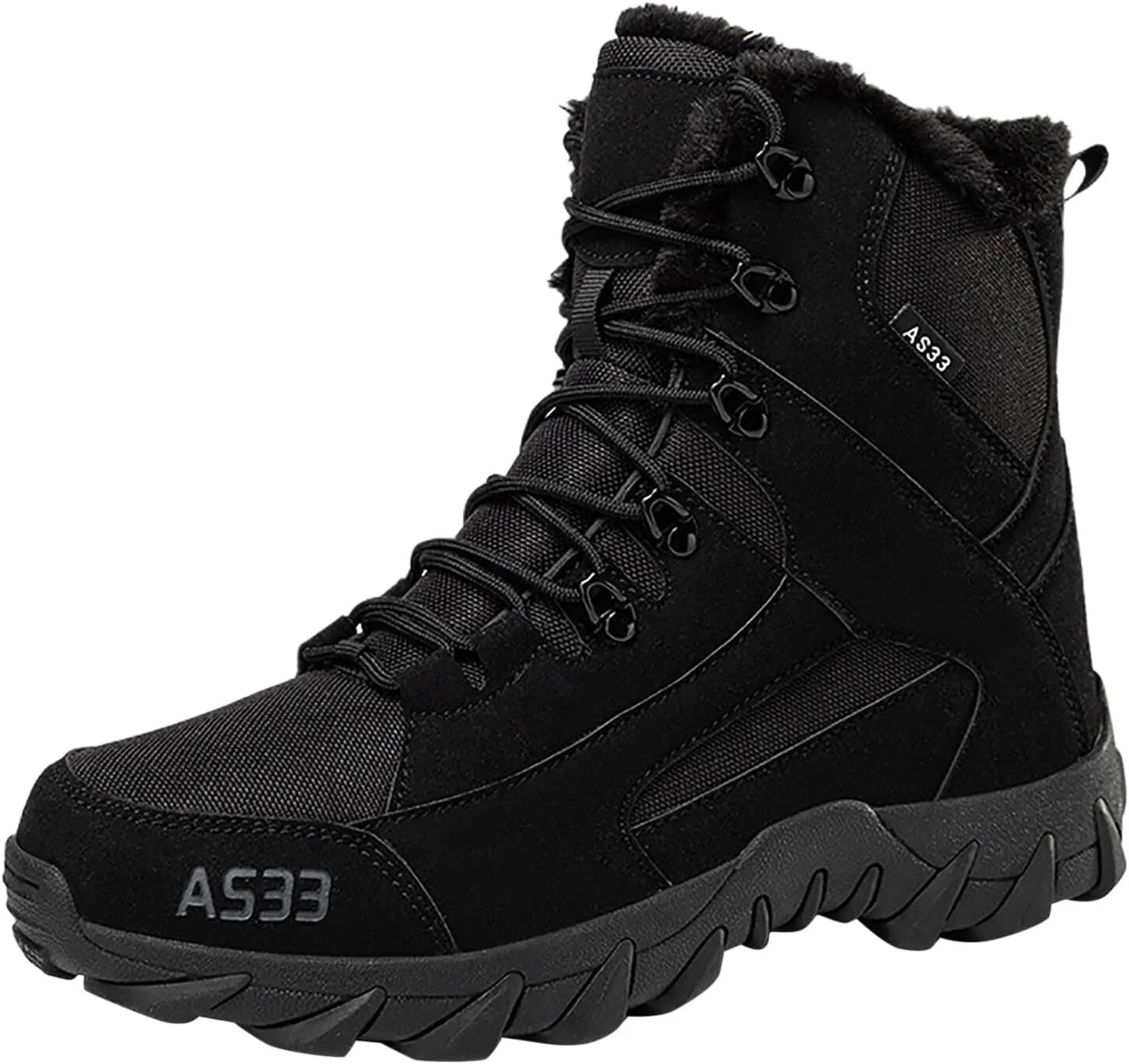 Winter Plush Cotton Boots for Men Large Size Couples Outdoor Training Boots Mid Top Durable Water Proof
