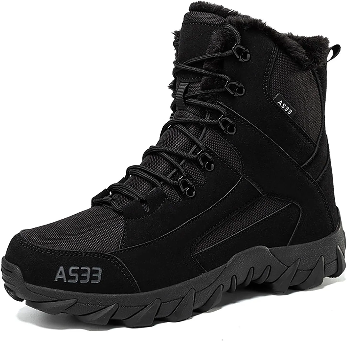 Winter Plush Cotton Boots for Men Large Size Couples Outdoor Training Boots Mid Top Durable Water Proof