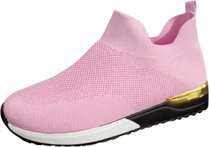 Women Elastic Slip On Sneakers Casual Walking Shoes Lightweight Canvas Comfortable Flats Non Slip Breathable Loafers