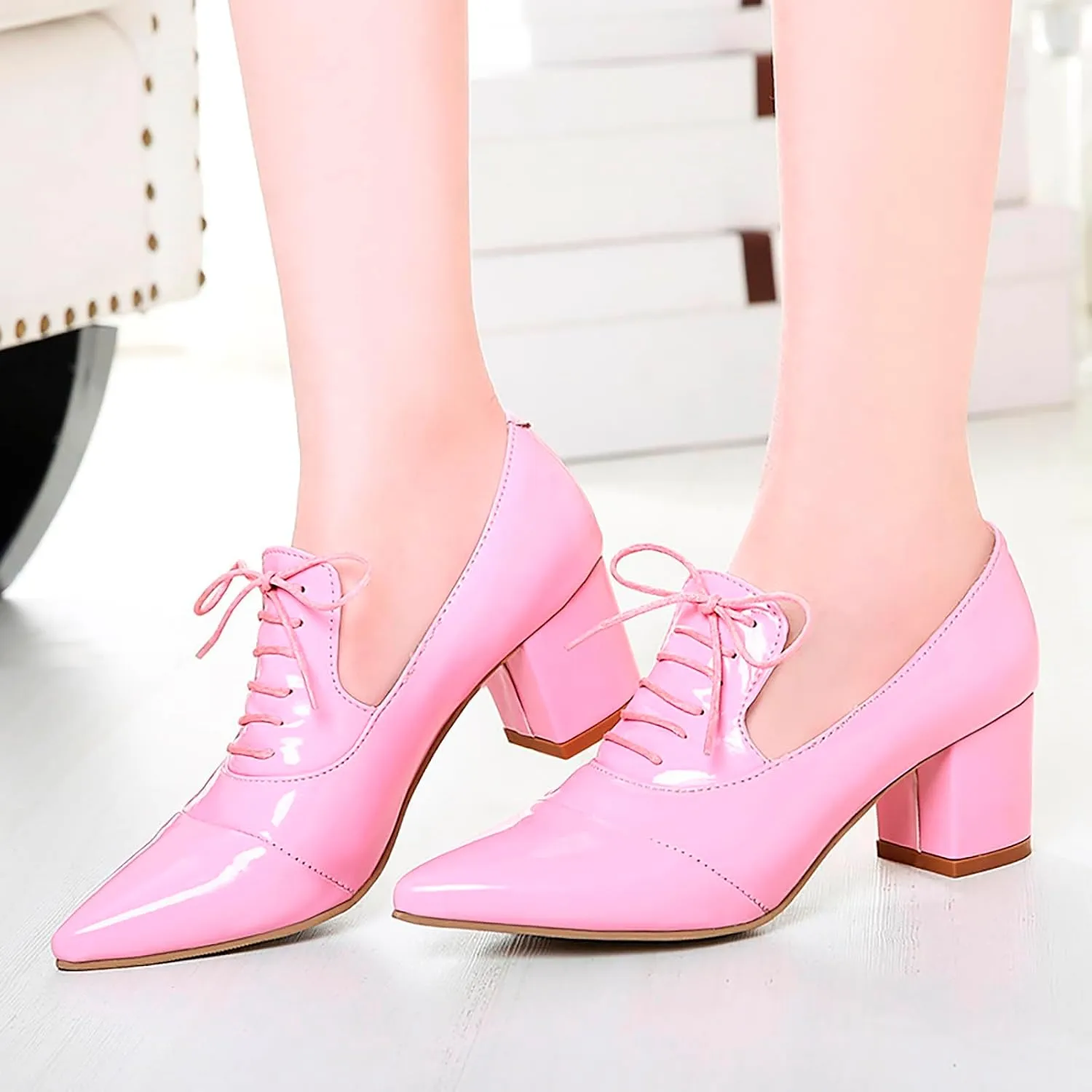 Women Pointed Toe Heels Women's Pumps Chunky Block Heels Loafers Dress Work Shoes for Business
