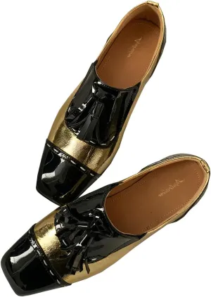 Women Tassel Loafer Flats Square Closed Toe Wingtip Bow Oxford Shoes Slip On Low Chunky Block Heel Penny Loafers Fringe Two-Toned Patchwork Dressy Vintage Office Work Shoes Chic 4-11 M US