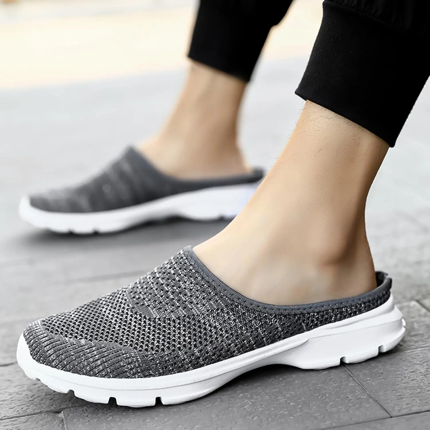 Womens Backless Slip on Mesh Sneakers Slip on Shoes Lightweight Breathable Comfortable Walking Shoe Summer Vacation Travel Shoes Closed Toe Slippers Orthopedic Clogs Shoe