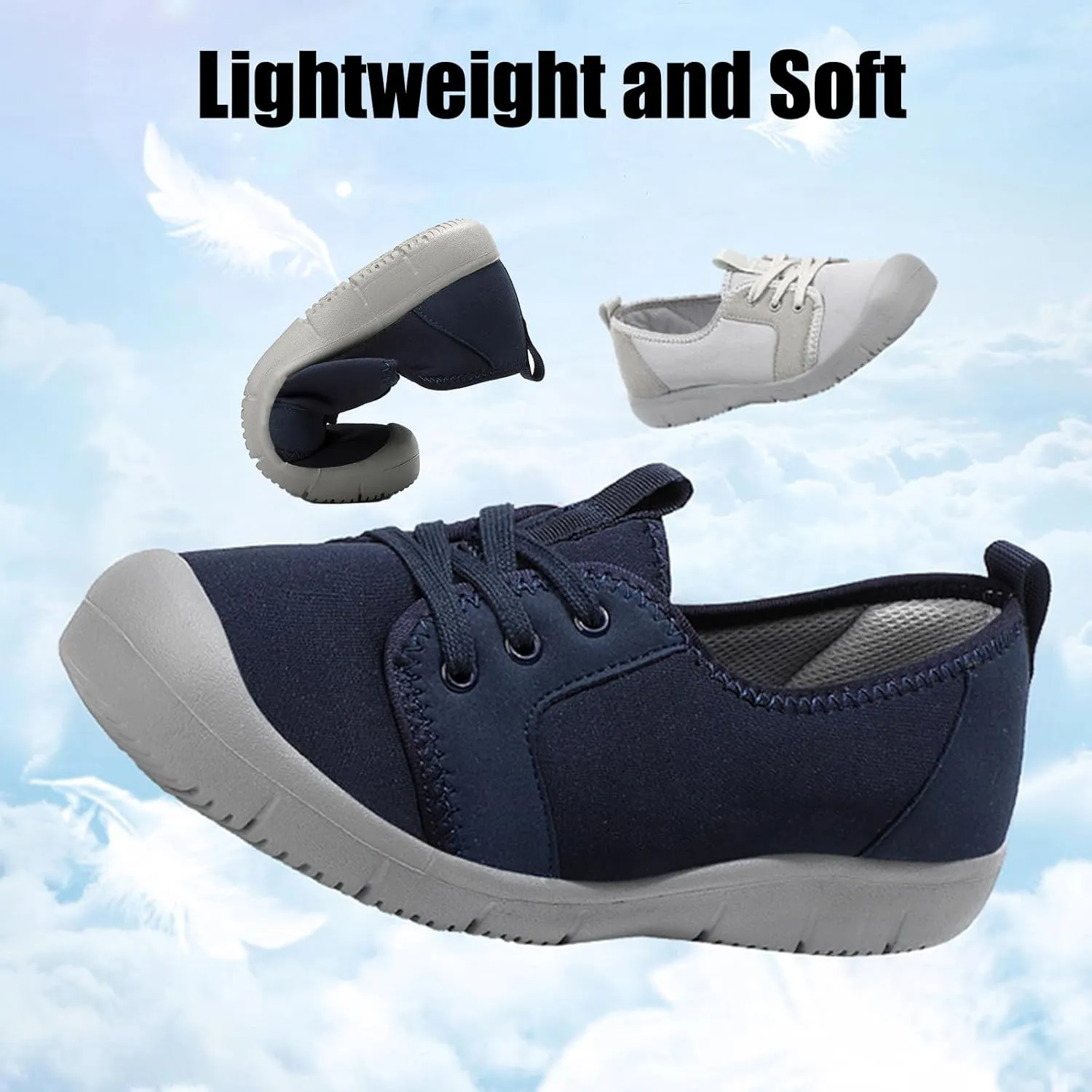 Women's Canvas Slip On Orthopedic Walking Shoes Comfortable Round Toe Shallow Mouth Lace Up Loafers Breathable Lightweight Casual Run Shoes