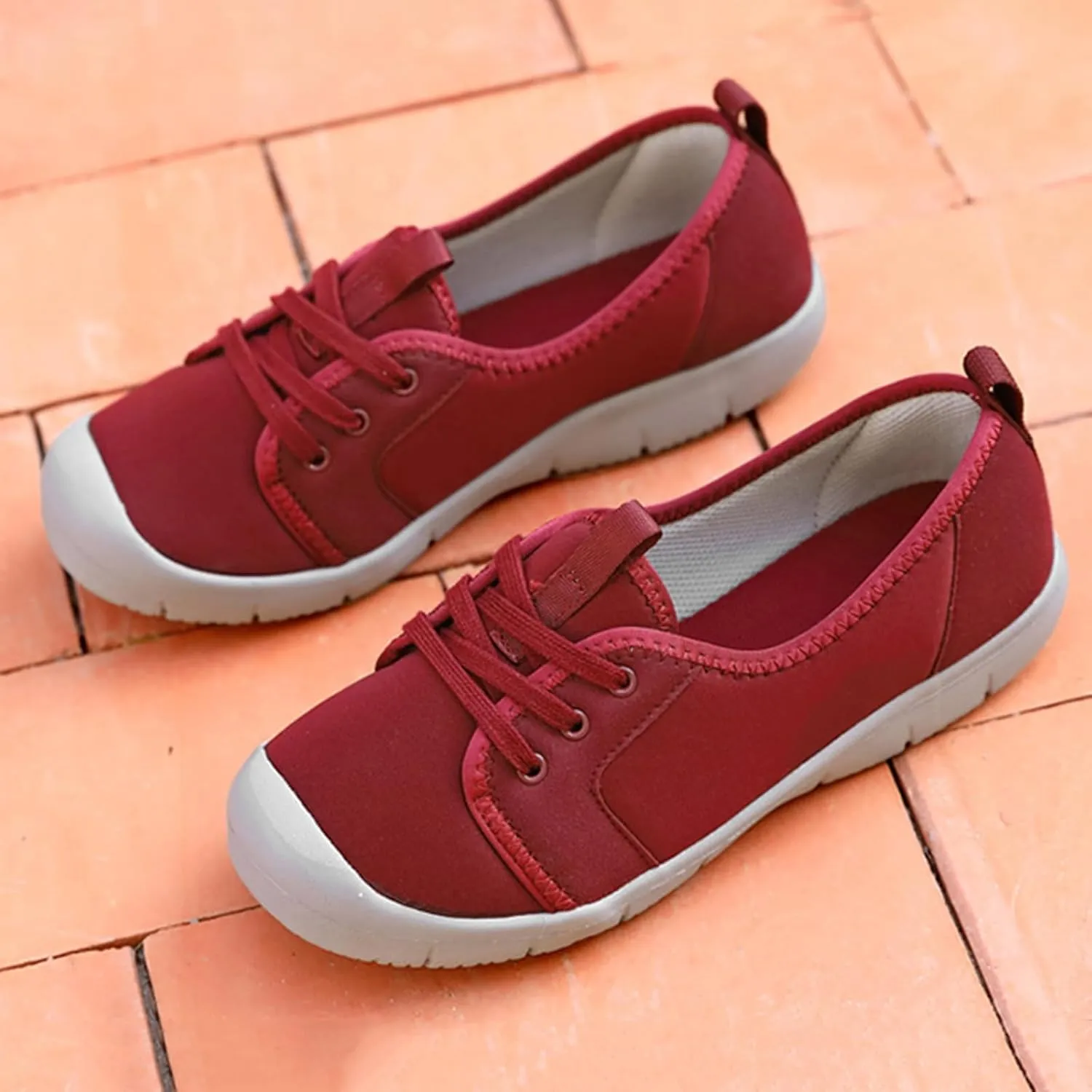 Women's Canvas Slip On Orthopedic Walking Shoes Comfortable Round Toe Shallow Mouth Lace Up Loafers Breathable Lightweight Casual Run Shoes