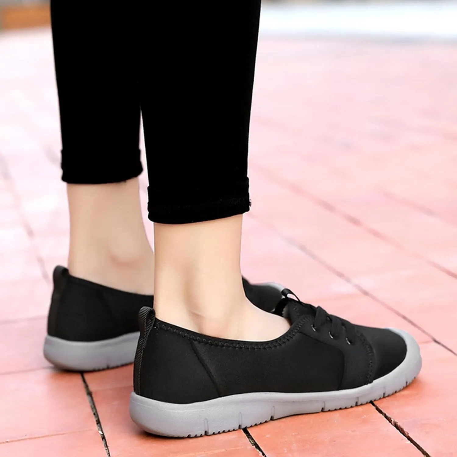 Women's Canvas Slip On Orthopedic Walking Shoes Comfortable Round Toe Shallow Mouth Lace Up Loafers Breathable Lightweight Casual Run Shoes