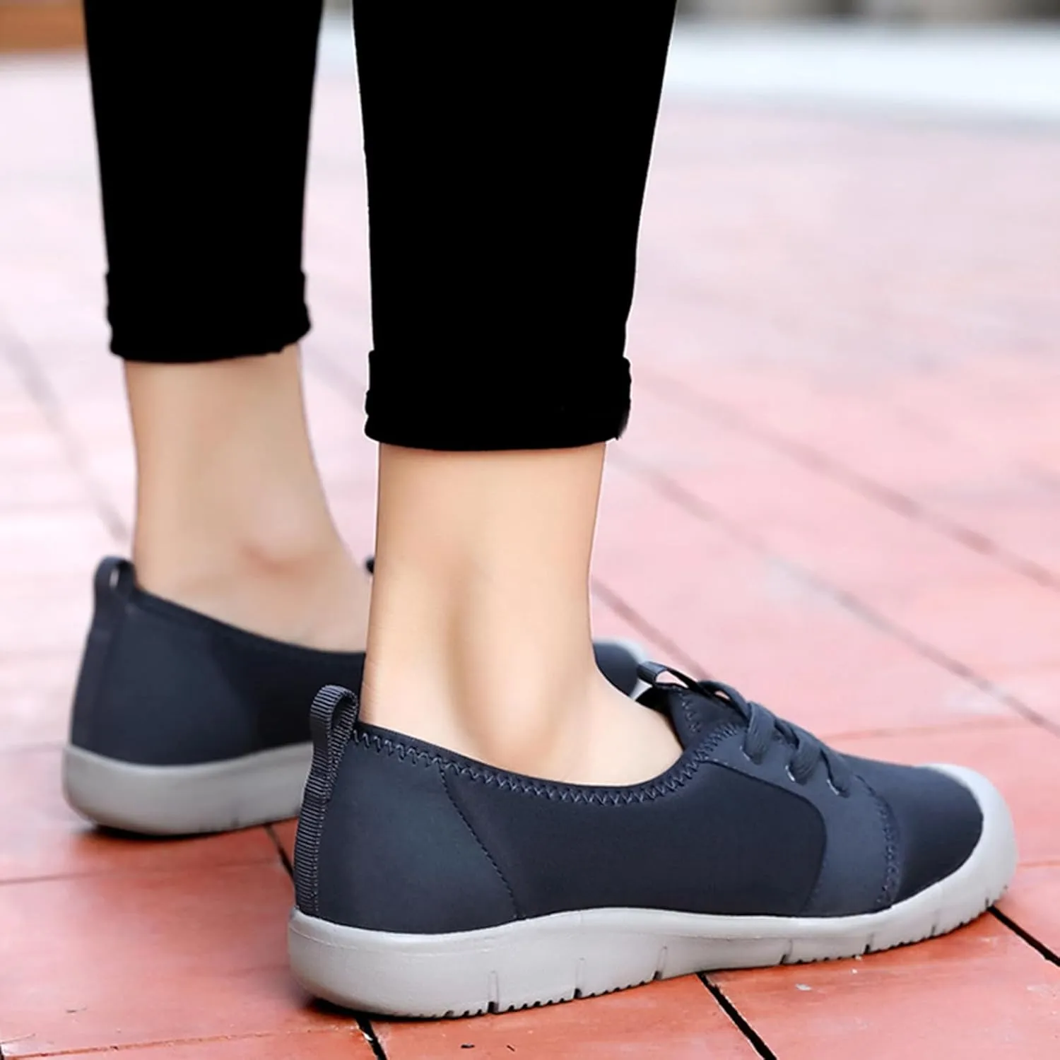 Women's Canvas Slip On Orthopedic Walking Shoes Comfortable Round Toe Shallow Mouth Lace Up Loafers Breathable Lightweight Casual Run Shoes