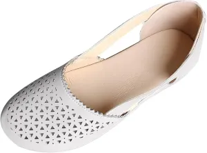 Womens Casual Hollow Out Round Toe Outdoor Slip On Shoes Flats Dressy Low Wedge Heel Sandals Workout Beach Walking Sandal Summer Comfortable Breathable Sandals