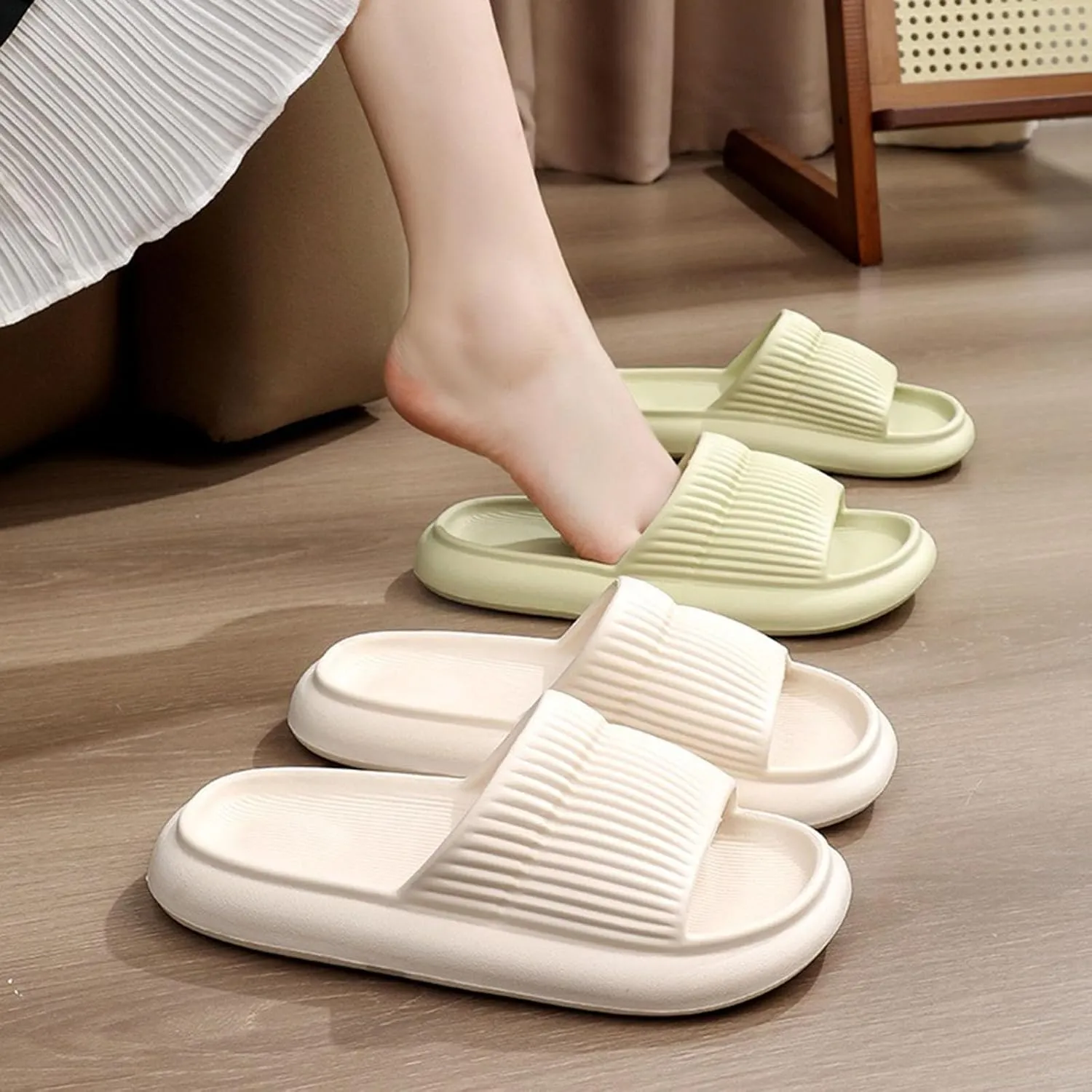 Women's Cloud Slides Shower Shoes with Drainage Holes Beach Non Slip Sandals Cloud Slippers for Women